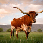 Beautiful Bull on a Texas Ranch at Dusk